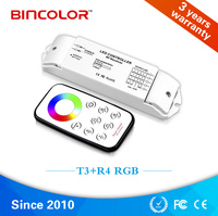 Contrôleur d'éclairage LED RGB Bincolor T3+R4 4CH 20A avec télécommande RF, variateur de lumière pour bande LED RGB