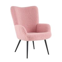 Fauteuil moderne en tissu polaire Teddy, confortable et rembourré, avec assise épaisse, fauteuil de détente individuel pour salon