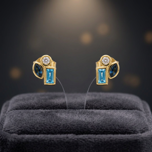 Pendientes Clásicos Chapados en Oro de 14K S925, Personalizables con Topacio Blanco y Ópalo Australiano, Venta al por Menor, OEM, ODM, Moda Bella E-12206-C 1 - Product Image 3