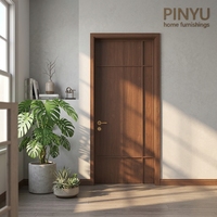 Porte de placard en bois massif avec verre rainuré noyer foncé pour chambre, dressing ou bureau ouvert