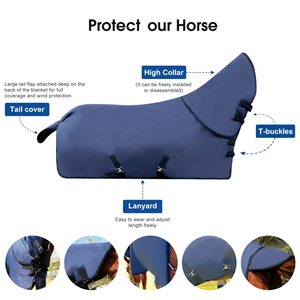 Manta impermeable para caballos, manta de invierno de peso pesado con cubierta de cuello desmontable, hoja de lluvia para caballos - Product Image 4