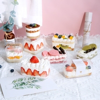Vente en gros de contenants à dessert transparents en plastique rigide, boîte à gâteau en plastique PS avec couvercle