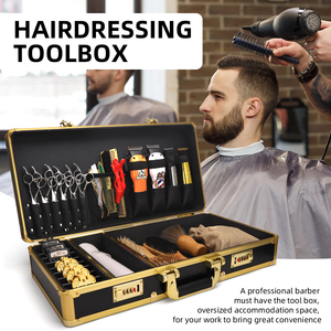 Offre Spéciale Portable en aluminium <span class=keywords><strong>mallette</strong></span> de barbier outils de barbier valise Salon mot de passe or étui de barbier - Product Image 4