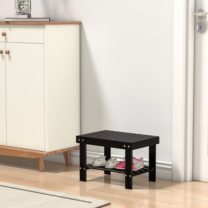 Bathroom storage <b>stool</b>, double-layer <b>bamboo</b> bench with storage compartments, shoe rack, and entryway door storage. - Product Image 3