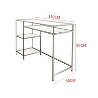 Bureau d'ordinateur moderne de luxe en acier inoxydable et verre trempé, table de bureau simple et ancienne à double moteur pour l'écriture à domicile, cosmétiques