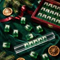 Ubin Mahjong Akrilik 2 Lapis Merah Hijau Set Mahjong Amerika Premium 160 Ubin Desain Natal Glitter Cair Pasir Hisap Hadiah