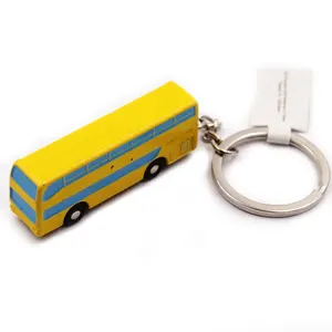 China Supplier Paint Color 3D Bus Shaped Metal Keychains for Promotional Gift