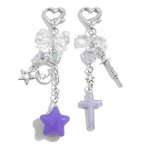 Sevimli çanta anahtarlık kolye Y2K anahtarlık aksesuarları kalp kelebek çilek Metal Punk kız Y2K çanta Charms - Product Image 2