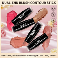 Stick de blush crème double embout avec pinceau, waterproof, végan, pour contour et highlighter, maquillage visage, logo personnalisé