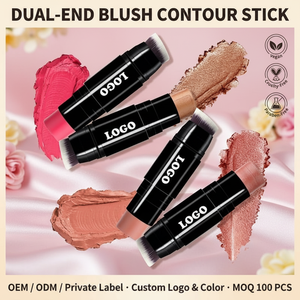 Barra de Colorete en Crema de Doble Punta con Brocha, Resistente al Agua, Vegano, Iluminador y Contorno para Rostro, Maquillaje con Logotipo Personalizado - Product Image 2
