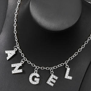 Septwinsti — collier de luxe brillant en Zircon cubique CZ, pendentif ras du cou avec lettre et initiales, en acier inoxydable, 2020 - Product Image 4