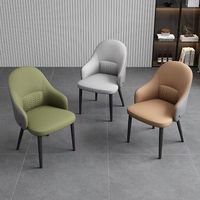 Chaise de salle à manger haut de gamme en acier, style luxe léger, pour la maison, le salon, l'hôtel, le restaurant, avec dossier italien, anti-griffures et revêtement doux