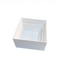 Présentoirs Cubiques Modernes en Acrylique Blanc Brillant Écologique de Qualité Supérieure – Boîtes de Présentation Carrées pour Aliments, Socles de Buffet Empilables