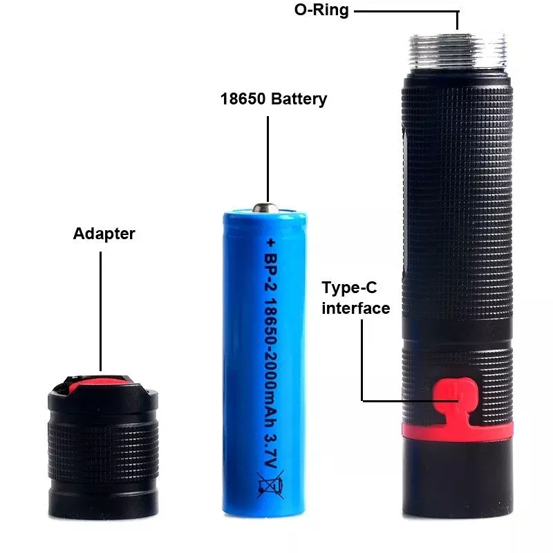 Senter Uv Deteksi Kertas Isi Ulang USB Tipe-c, Senter Led Uv 365 Nm/