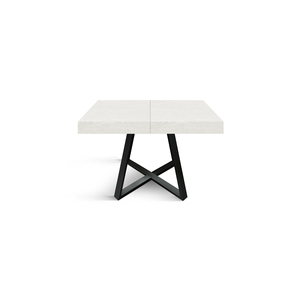 Ariel Extendable <b>Dining</b> <b>Table</b> 95 To 145 Cm White Ash Melamine Top Black Iron Crossed Legs Internal Use - Product Image 1