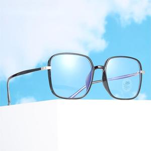 2023新品TR90アンチブルーライト挿入眼鏡フレーム黒長方形プラノ近視メガネおしゃれなスタイル - Product Image 1