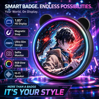 Magnetische elektronische digitale badge draagbare videoscherm pin BLE draadloze mediatoevoer slimme broche tag 1,85 inch touchscreen