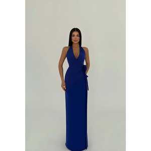 Vestido de Noche Elegante con Motivo Floral Intrincado y Detalle de Lazo - Product Image 3