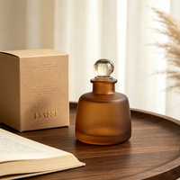 Diffuseur de parfum en verre en forme de cylindre |   Flacon de parfum mat style apothicaire avec couvercle en cristal |   Pot d'aromathérapie vide de qualité supérieure