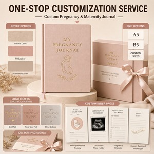 Carnet de grossesse A5 personnalisé et OEM, couverture rigide en lin avec estampage à chaud doré, papier ligné crème – Fabricant - Product Image 4