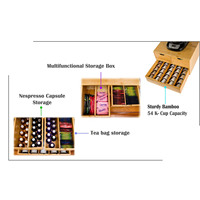 Support de tasse K en bambou Extra LARGE pour comptoir, organisateur de tasse K à 2 niveaux, organisateur de sachet de thé en bambou, Capsules Nespresso