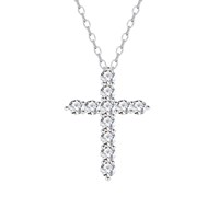 Collier Croix en Argent S925 et Moissanite, Chaîne Osseuse en Or 18 carats, Bijoux en Argent pour Femme, Vente en Gros Usine, Idéal Mariage et Fêtes