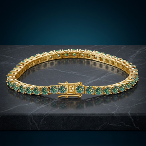 Adodo Fine Jewelry - Pulsera de Plata de Ley 925 con baño de Rodio, Cierre Invisible, Diseño con Moissanita Verde Oscuro VVS de 3 mm, Certificación GRA - Product Image 3