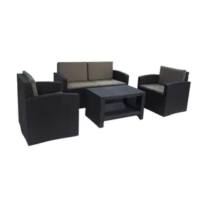 Furnitur Taman Set Sofa Rotan Plastik Luar Ruangan, Taman Anyaman Injeksi PP Harga Rendah