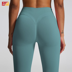 Leggings de yoga taille haute sans couture Allure Body, couleur unie, taille côtelée, pour femmes, pantalon de fitness et d'entraînement - Product Image 2