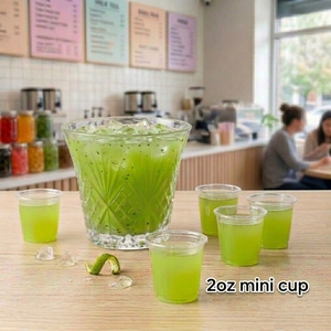 Gobelet en plastique biodégradable PET jetable personnalisé de 2 oz (55 ml), transparent, mini, pour dégustation, boissons glacées, pour supermarché - Product Image 1