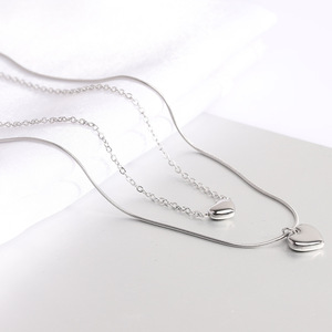 Collier chaîne claviculaire en forme de cœur 8mm 10mm en alliage de zinc pour usage quotidien, cadeau, couleur or acier - Product Image 3