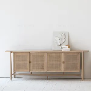 Natural Rattan Furniture Sideboard Tv Entertainment Storage Cabinets Oak Rattan Sideboard Tv Accent Cabinet