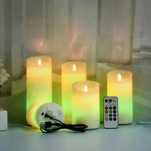 2024 customize packaging box candles RGB colorful led decor lights 18 keys rechargeable remote control led candles lights