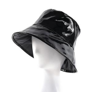 Gorros de <span class=keywords><strong>lluvia</strong></span> impermeables para mujer, sombrero de cubo de piel sintética brillante elegante, <span class=keywords><strong>gorro</strong></span> de pesca de Hip Hop de ala ancha sólida - Product Image 5