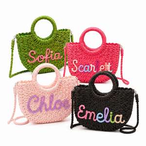Personalized Straw Beach <b>Bag</b>, Summer Fashion Travel Beach Basket, Bachelorette Party <b>Gift</b>, Bridal Shower Favor, <b>Bridesmaid</b> <b>Gift</b> - Product Image 1