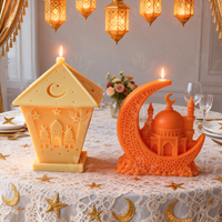 Moules à bougies islamiques J10-354 à faire soi-même - Moules en silicone en forme de croissant de lune pour outils de pâtisserie pour la décoration de l'Aïd Moubarak et du Ramadan