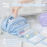 WOLUNSI Trousse à crayons scolaire en tissu colorée grande capacité Kawaii avec pochette à stylos et fournitures de papeterie
