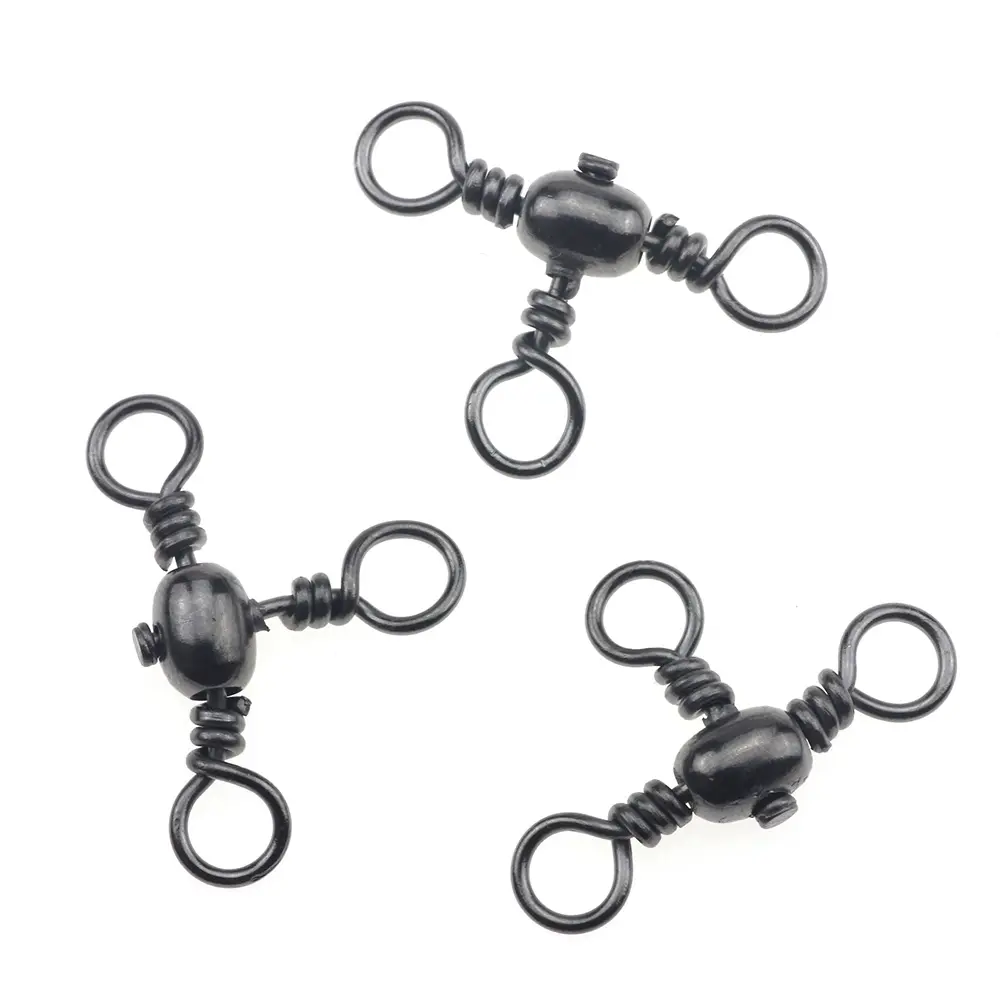 TOPIND 140pcs/box Three Way Barrel Swivels 3 Way Fishing Swivel with Size 1 2 3 4 5