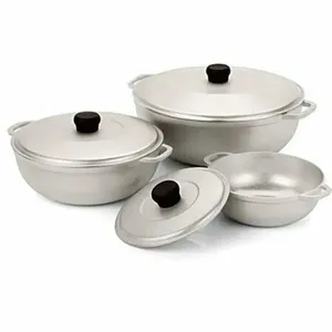 Traditional Colombian Dutch Oven for Cooking and Serving with Lid for Cooking Silver Aluminum Pot