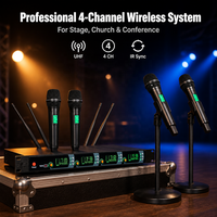 Microphone sans fil UHF professionnel XUNGUAN SKM9400, 4 canaux, métal, portable, pour spectacle sur scène/chant/karaoké
