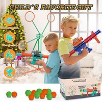 Permainan Tembak-tembakan untuk Anak-anak, Permainan Luar Ruangan, Pistol Peluru Lunak dengan Target Tembak Bergerak dan 2 Pistol Mainan Air Soft Popper dengan 24 Bola Busa