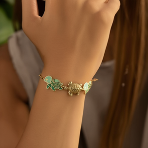 สร้อยข้อมือรูปเต่า สแตนเลส 316L ชุบทอง PVD เครื่องประดับแฟชั่นสำหรับผู้หญิง - Product Image 3