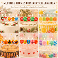 Lot de 5 bougies d'anniversaire en forme de sucette, décorations de gâteau imprimées mignonnes pour la décoration de fêtes d'enfants
