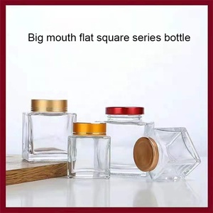 Lớn Miệng Phẳng Vuông Kín Glass Mật Ong Chai Dày Vòng Rõ Ràng Glass <span class=keywords><strong>Jam</strong></span> Jar Với Nắp - Product Image 3