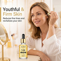 Sérum facial liquide de haute qualité 30 ml avec compte-gouttes, infusé à l'or 24 carats, vitamine C, acide hyaluronique, hydratant, anti-rides, raffermissant
