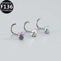 Freya I6 Titanium Cincin Hidung Bentuk S Opal Perhiasan Tubuh Hadiah Pesta Pernikahan Pertunangan Trendi Cincin Hidung Cakar Kucing