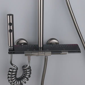 Mélangeur de douche de piano en laiton de luxe mural 4 fonctions Kit de fixation de douche à économie d'eau douche chaude et froide pommeau de pluie - Product Image 2