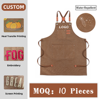 Apron Kanvas Poliester Katun 16 oz, Cetak Logo Kustom, Dapur, Berkebun di Rumah, Kedai Kopi, Apron Kerja