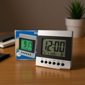 <b>Digital</b> Alarm <b>Clock</b> With Temperature Display And Calendar Function For <b>Desk</b> Use - Product Image 3