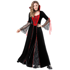 Disfraz de Bruja Demonio para Mujer Yi Xiaoyi, Vestido Largo de Terciopelo Negro y Rojo, Disfraz de Halloween para Adultos, Actuación en Escenario - Product Image 4